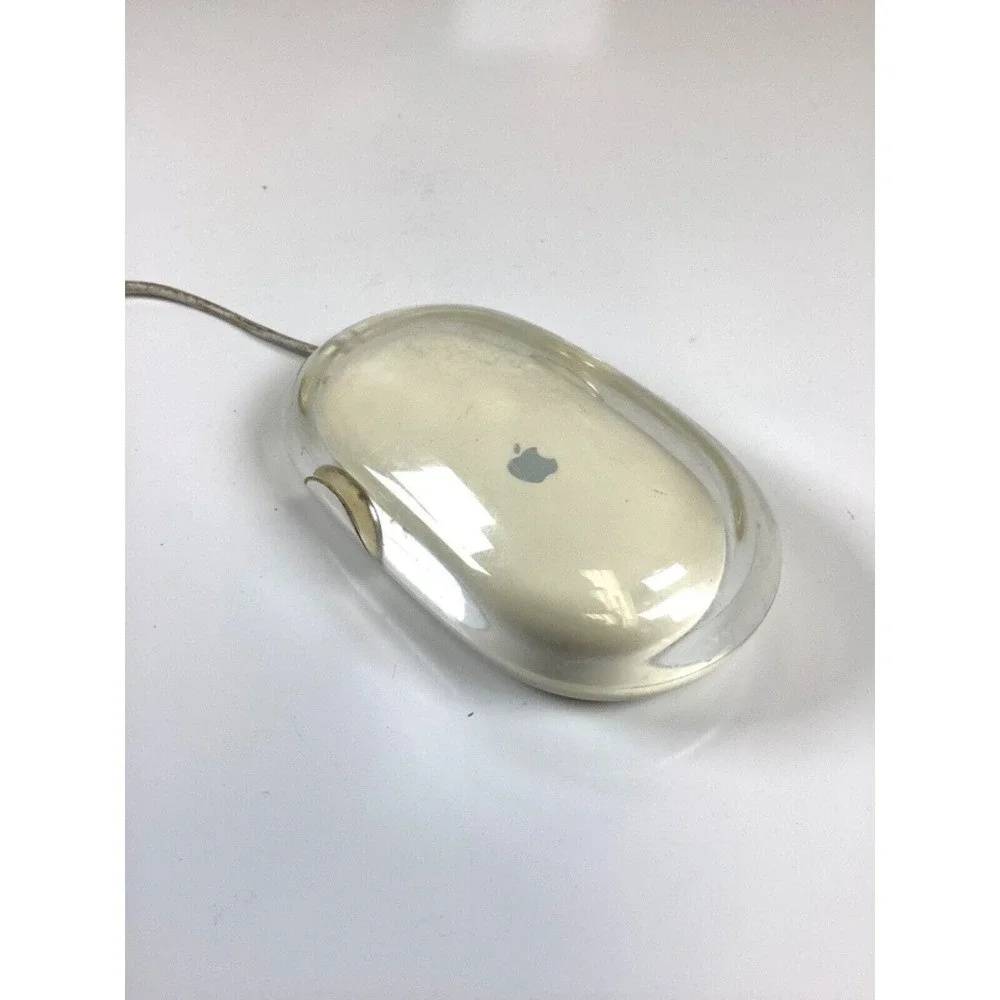 Original Apple Macintosh Pro Mouse M5769 White Clear USB Wired Optical TESTED